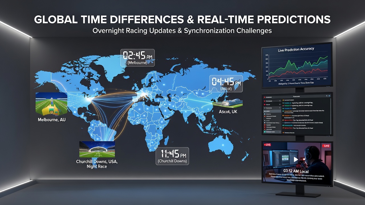 Predictors monitoring overnight racing feeds and tennis match updates across time zones