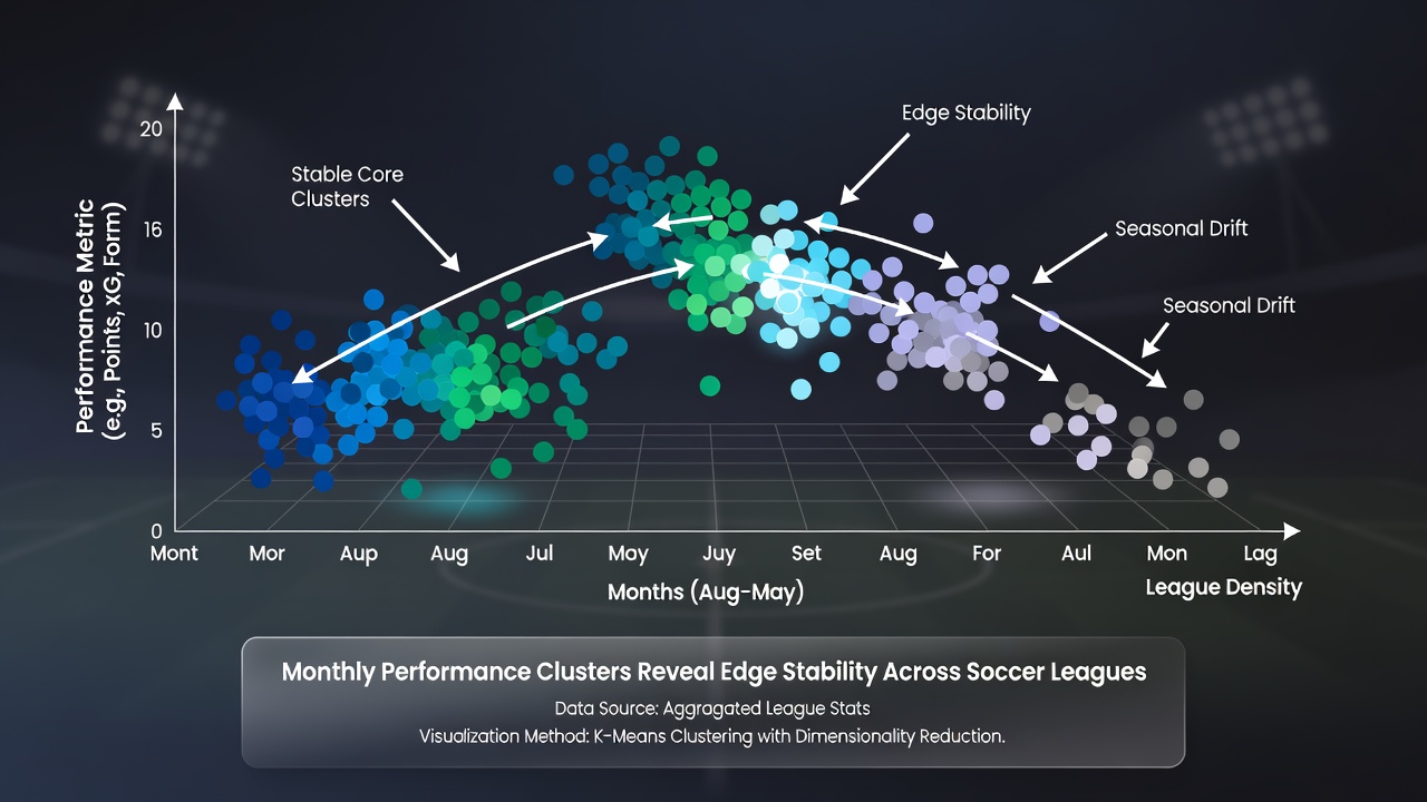 Equine and tennis monthly cluster visualization highlighting stable performance edges